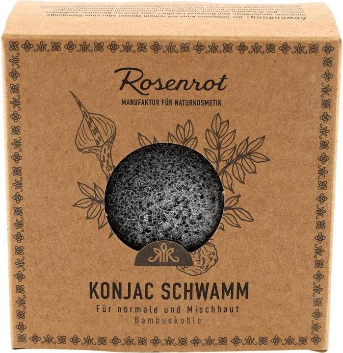Rosenrot Konjac Schwamm - Bambuskohle