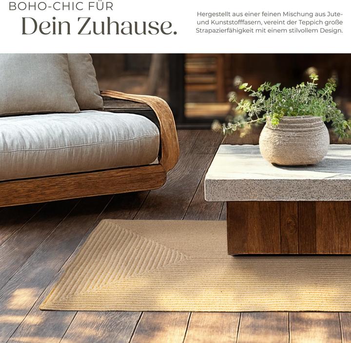 Immagine prodotto tectake Tappeto intrecciato Vibe in juta, stile boho-chic (150 x 80 x 0,5 cm)