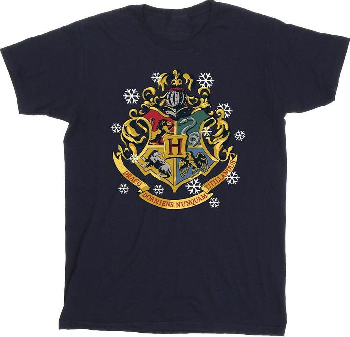 Actual product image Girls Christmas Crest Cotton T-Shirt (116)