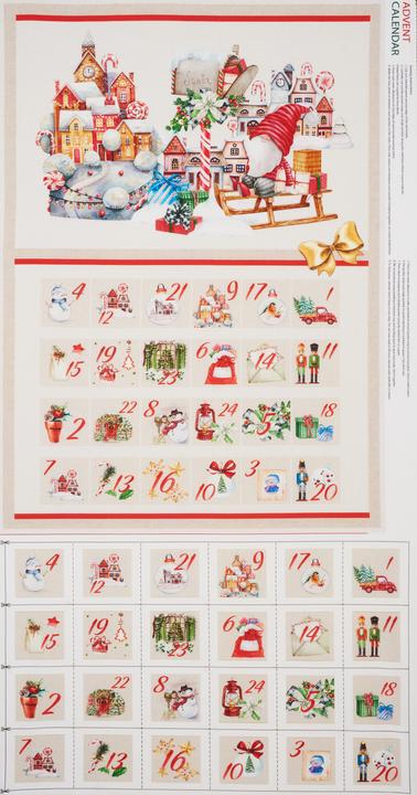 Produktbild VBS Adventskalender Stoffpanel "Wichtel", ca. 150 x 80 cm