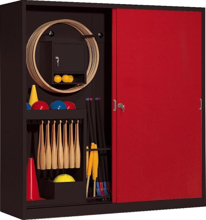 Image du produit C+P Armoire de sport avec portes coulissantes en tôle pleine (type 5), HxLxP 195x190x60 cm