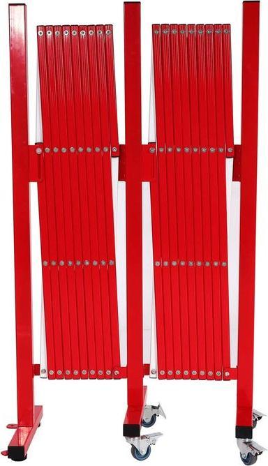 Actual product image Mendler Aluminium barrier grille HWC-B34, with castors, extendable 110x60-500cm - red-white