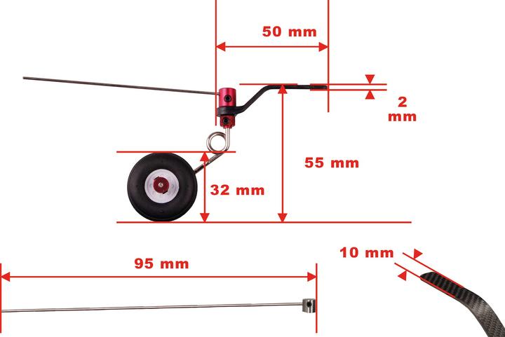 Immagine prodotto Kuza Carrello di atterraggio posteriore 40-70E Carbon V2 con ruota da 32 mm circa sterzante
