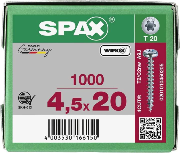 Actual product image Spax Chipboard screws PH T20 4,5x20 mm (1000 Screws per piece)