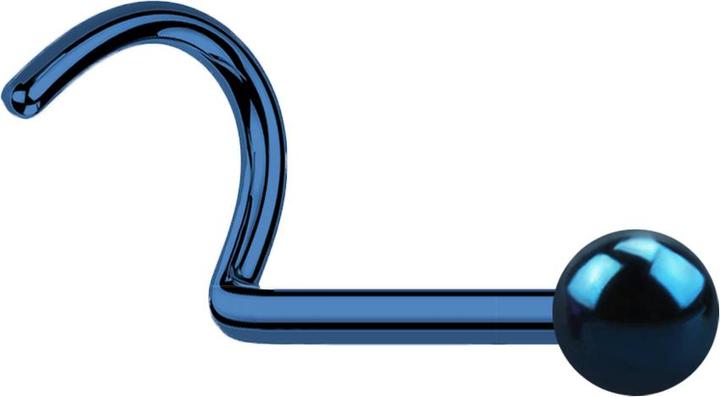 Star Piercing Nasenstecker gebogen dunkelblau mit Kugel (Chirurgenstahl 316L, ohne Messing)