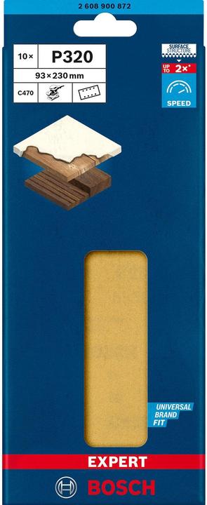 Produktbild Bosch Professional Zubehör EXPERT C470 Schleifpapier mit 8 Löchern für Schwingschleifer, 93 x 230 mm, G 320, 10-tlg. (320)