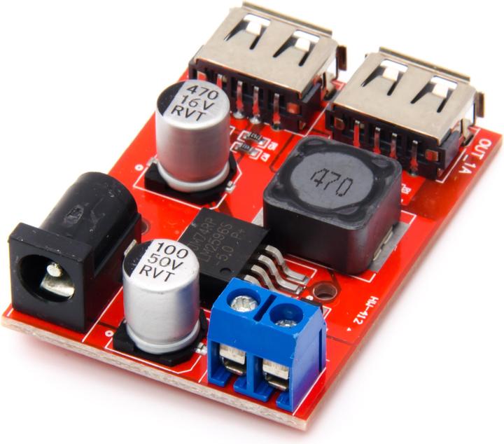 Actual product image Purecrea 5V 3A LM2596 Dual DC-DC Step-Down with USB