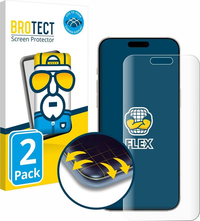 Immagine prodotto BROTECT Pellicola protettiva a schermo intero Pellicola protettiva per lo schermo Trasparente (2 Pezzo/i, Apple iPhone 16 Pro)