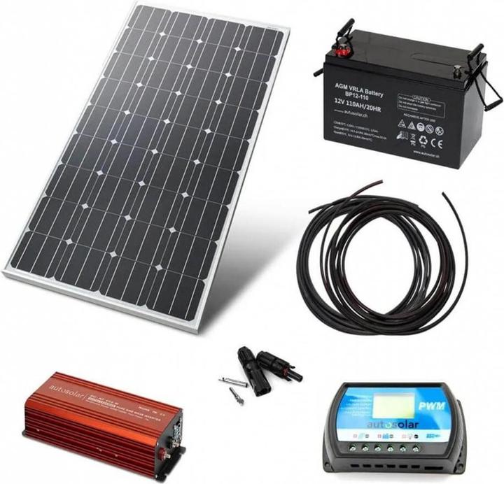 Produktbild Autosolar Solaranlage Camper 160W mit Batterie 110Ah und 300W-Wechselrichter (160 W)