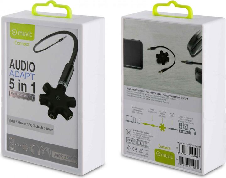 Produktbild Muvit Connect Hub Jack 3.5mm 5 Sorties Noir (0.13 m)