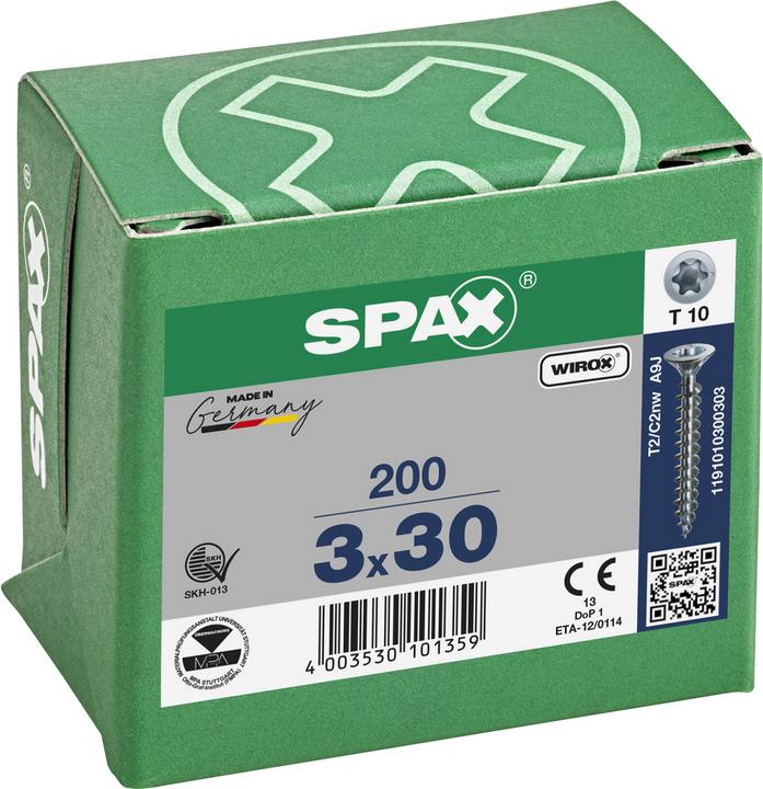 Immagine prodotto Spax Viti universali 3 x 30 mm, 200 pezzi (200 Viti per pezzo)