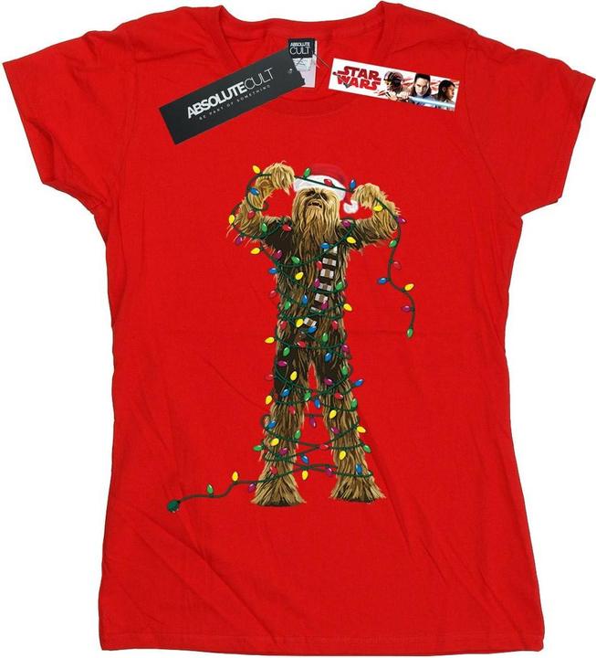 Actual product image Star Wars Womens/Ladies Chewbacca Christmas Lights Cotton T-Shirt (S)