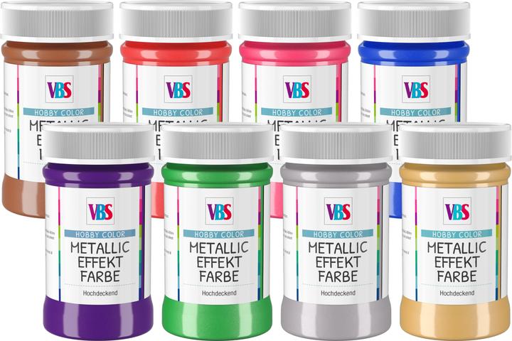 Produktbild VBS Metallic Effektfarbe, 100ml (metallic-rot, 100 ml)