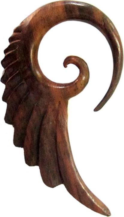 Produktbild Star Piercing Ohrgewicht Spirale Engelsflügel aus Narra Holz (ohne Messing, Organisch)