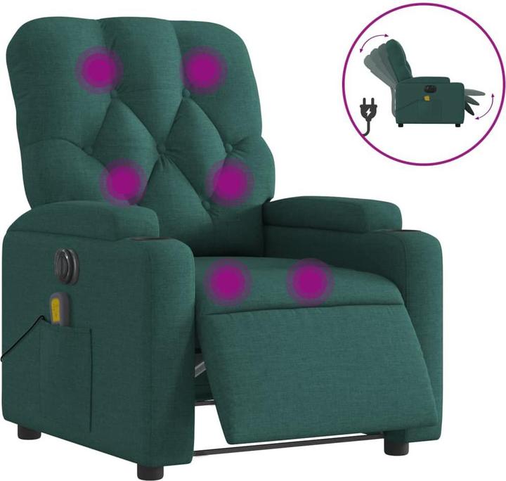 Actual product image VidaXL Massage armchair TV armchair recliner electric dark green fabric