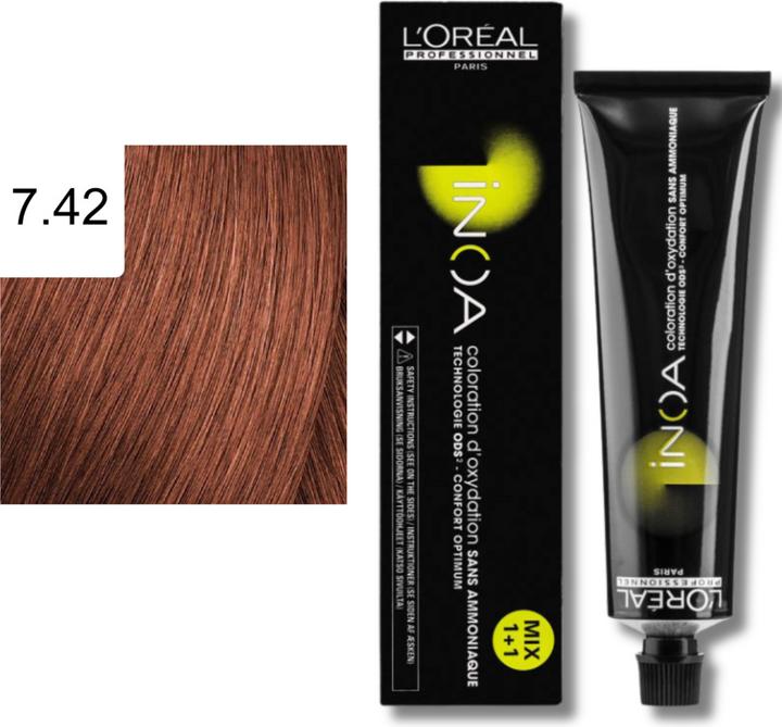 Produktbild L'Oréal Professionnel Inoa (7.42 Mittelblond Kupfer Irisé)