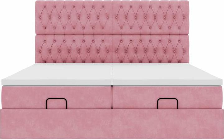 Image du produit VidaXL Ottoman-lit avec matelas rose 200x200 cm velours (200 x 200 cm)
