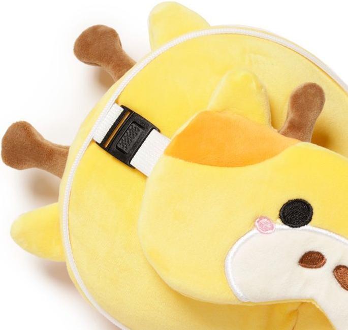 Immagine prodotto Puckator Relaxeazzz Cuscino da viaggio rotondo e maschera per gli occhi in peluche Giraffa (Cuscino per testa e collo)