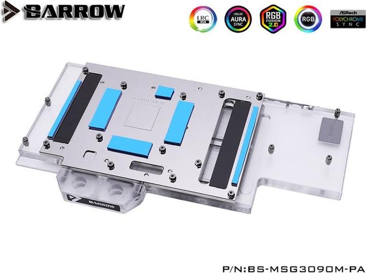 Produktbild Barrow LRC2.0 full coverage GPU Water Block for MSI RTX 3090/80 Trio Aurora RGB - Acryl