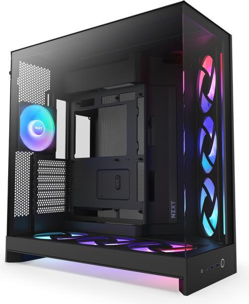 Actual product image NZXT H9 Flow RGB+ (2025) All Black Midi Tower ATX Gaming Gehäuse schwarz mit Glasfenster