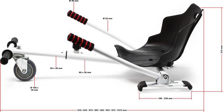 Immagine prodotto Wiltec Sedile scooter rosso regolabile per kart 120kg compatibile con hoverboard