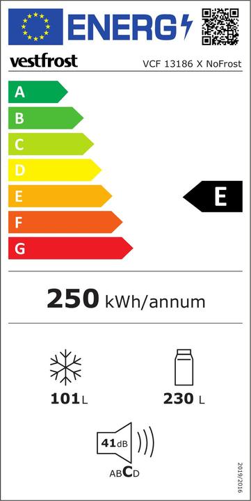 Etichetta energetica Vestfrost VCF 13186 X NOFROST (Struttura autonoma, 331 l)