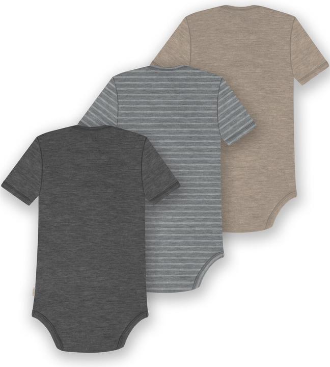 Actual product image Normani Set of 3 baby merino bodysuit short sleeves "Tauranga" - 9299 (74)