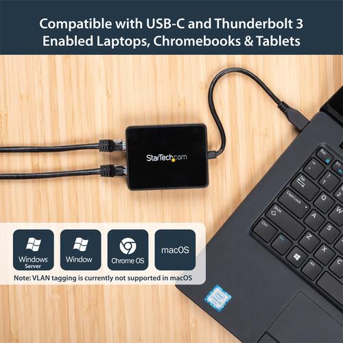 Produktbild StarTech USB-C To Dual Gbe Adapter (USB, RJ45 Gigabit Ethernet (2x))