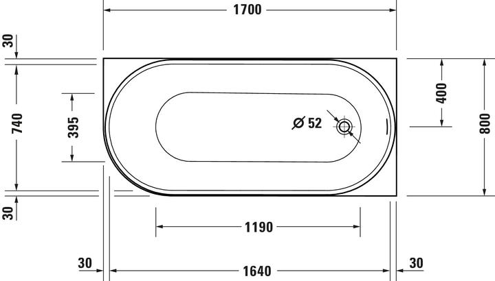 Produktbild Duravit DuraSenja Badewanne (271 l, 170 cm, 80 cm)