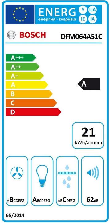 Energy Label Bosch Hausgeräte DFM064A51C (Ceiling hood)