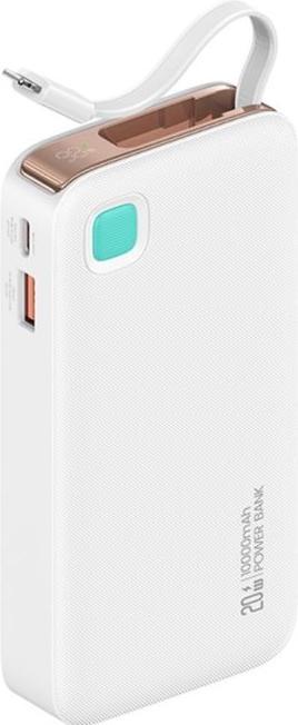 Immagine prodotto Usams Powerbank ze zwijanym kablem Retrattile Lightning 10000 mAh PD 20W Fast Charge XY Series biał (10000 mAh, 50 W)