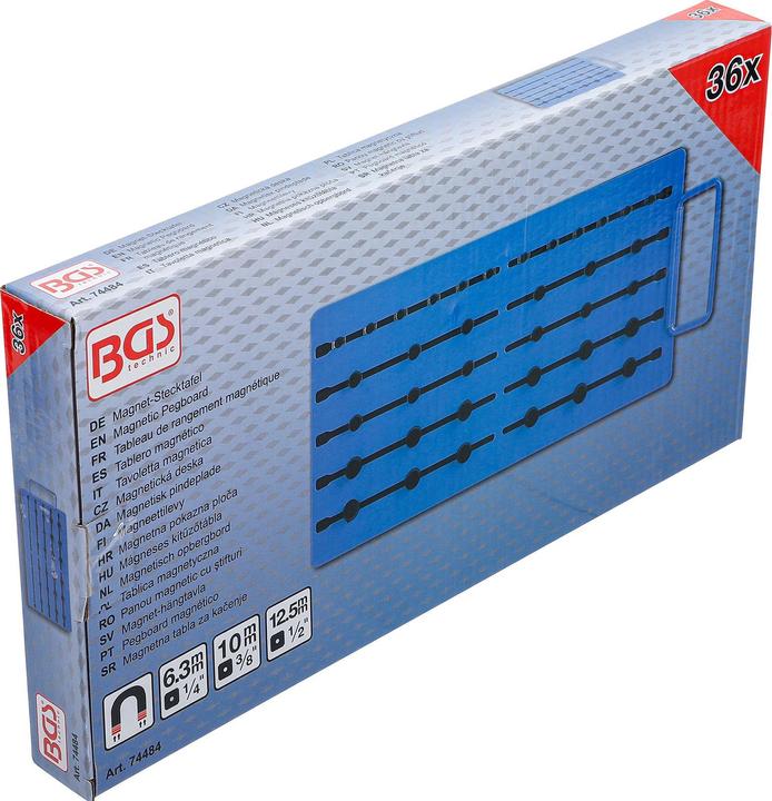 Actual product image BGS Magnetic Pegboard | with External Square | for 36 Sockets | 6.3 mm (1/4"), 10 mm (3/8"), 12.5 mm...