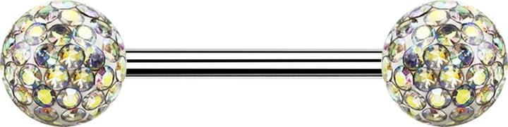 Actual product image Star Piercing Micro barbell silver with two balls multicolour epoxy protective coating (Surgical steel 316L, without brass)