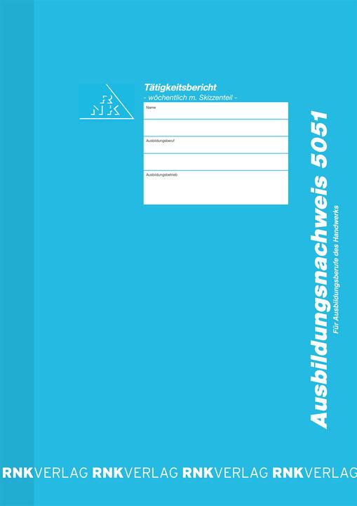 Produktbild Rnk Berichtsheft Ausbildungsnachweis wöchentlich 6 Monate DIN A4 30 Bl. (30 x)