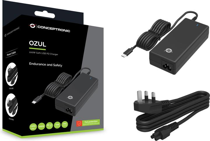 Actual product image Conceptronic Charger 1Port 100W GaN,USB-C PD Desk bw (100 W)