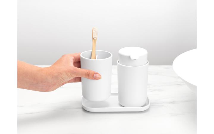 Immagine prodotto Brabantia Set di dispenser per sapone con bicchiere e ciotola per spazzolini da denti
