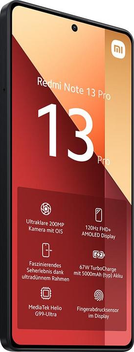 Produktbild Xiaomi Redmi Note 13 Pro (512 GB, Midnight Black, 6.67", Hybrid Dual SIM, 200 Mpx, 4G)