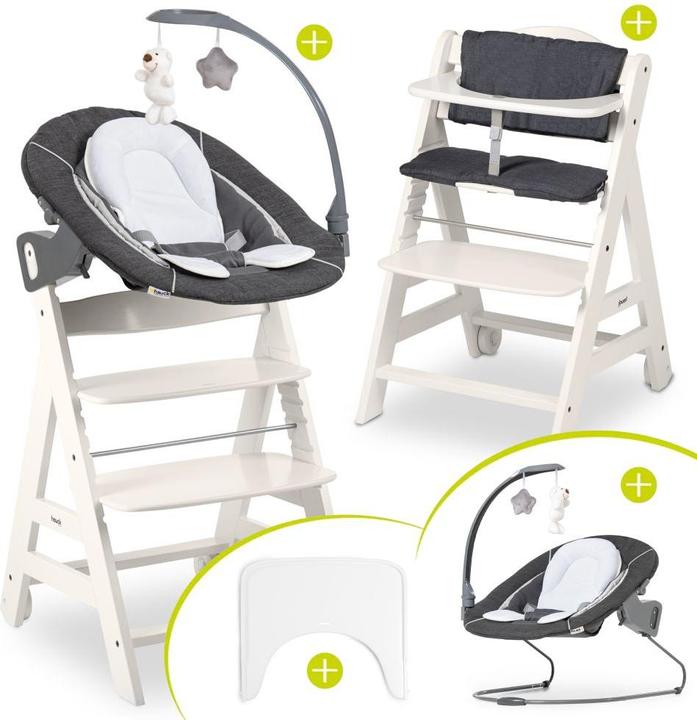 Hauck Hochstühle Beta Plus White 5-tlg. Newborn Set - Hochstuhl + 2in1 (Hochstuhl)