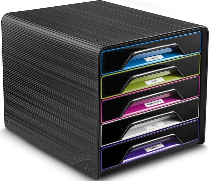 Actual product image Cep Drawer box Smoove GLOSS, 5 drawers, black / colourful (A4)