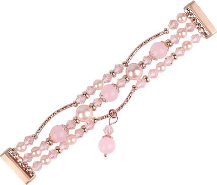 Immagine prodotto Cover-Discount Fitbit Versa 4 / Sense 2 - Bracciale con perle e strass rosa (Acciaio inossidabile)