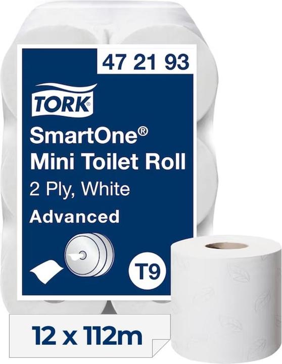 Image du produit Tork 472193 Papier hygiénique Lotus SmartOne mini tissue blanc 620 feuilles # 297492, 12 rouleaux/boîte (12 x)