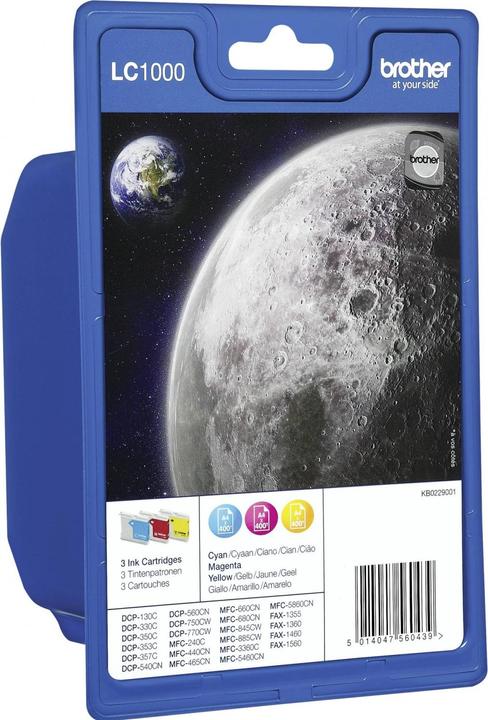 Actual product image Brother LC-1000 Rainbow Pack C/M/Y (M, C, G)