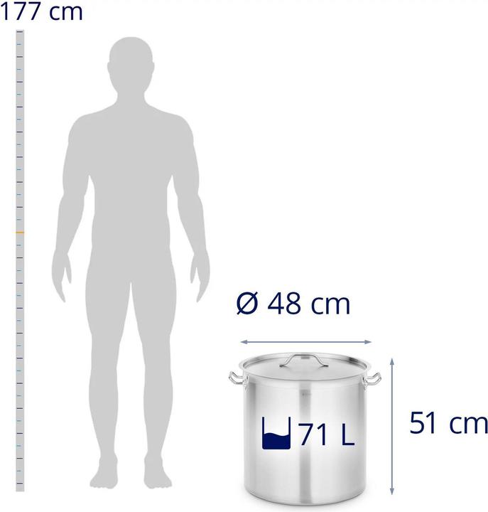 Produktbild Royal Catering Kochtopf Induktion Topf für Induktion Induktionsherd Topf 71 L 450 mm (45 cm, Kochtopf, Edelstahl)