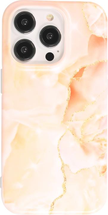 Actual product image PhoneLook Coque silicone rigide mat avec effet marbre imprimé saumon (Apple iPhone 14 Pro)