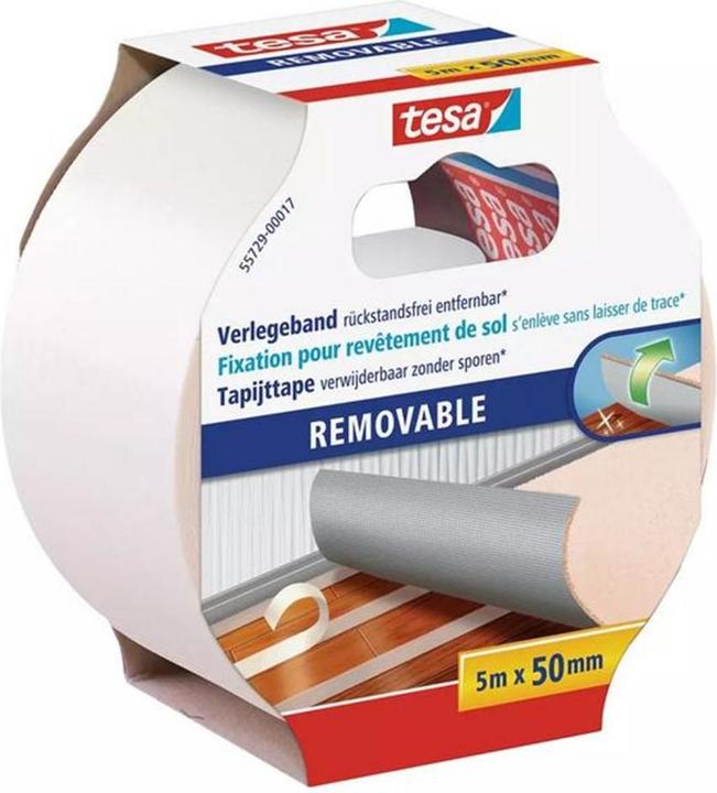 Produktbild tesa Verlegeband REMOVABLE, doppelseitiges Klebeband, rückstandsfrei entfernbar (50 mm)