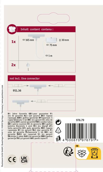 Actual product image Paulmann URail cable feed