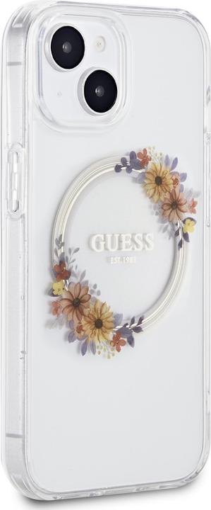 Image du produit Guess GUHMP15SHFWFCT iPhone 15 / 14 / 13 6.1" étui rigide transparent IML Flowers Wreatch MagSafe (Apple iPhone 15)