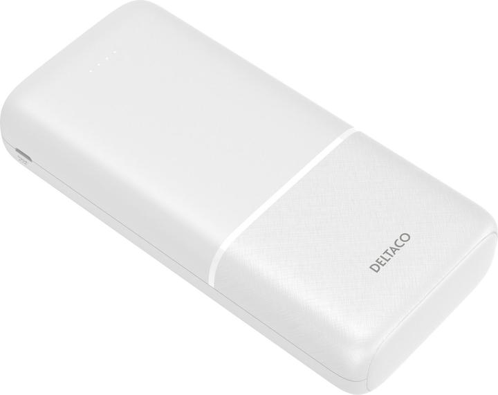 Image du produit Deltaco Banque d'alimentation 20,000 mAh, 2x USB-A, 1x USB-C - Blanc (20000 mAh)