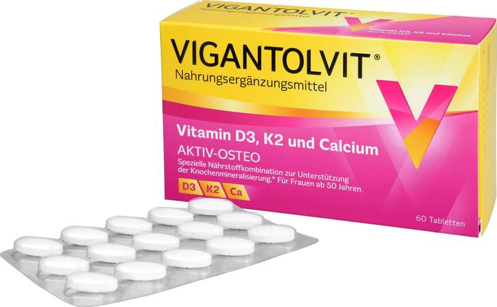 Produktbild Vigantolvit Vitamin D3, K2 und Calcium Tabletten, 60 St. Tabletten (60 Stück, Tabletten, 98 g)