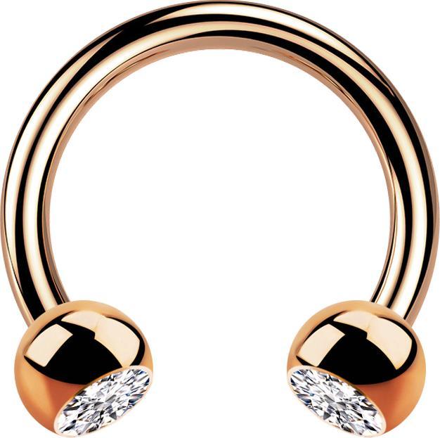 Produktbild Star Piercing Circular Barbell rosegold mit zwei Kugeln Kristall silber (ohne Messing, Chirurgenstahl 316L)